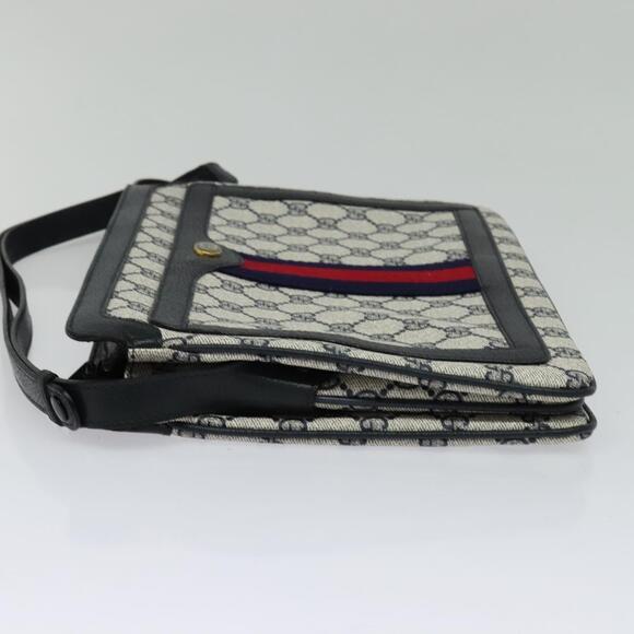 GUCCI GG Supreme Sherry Line Shoulder Bag Pvc Navy Gold 41 02 013 - Picture 4 of 16